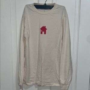 Eric Nam Cream Crew Neck Sweater with Red House Design